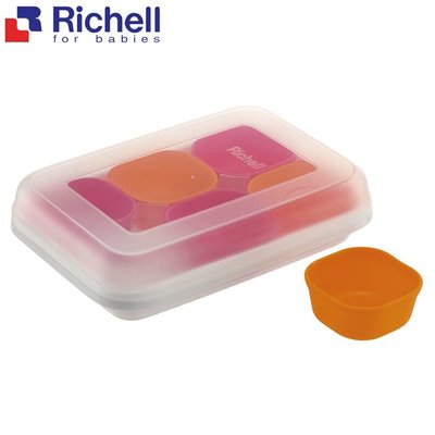 二手 25ml*6入 日本Richell利其爾離乳食矽膠分裝盒 粉彩矽膠副食品分裝盒