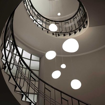現貨北歐regg鵝蛋玻璃餐廳燈 臥室床頭LOFT挑高客廳復式樓梯多頭吊燈簡約