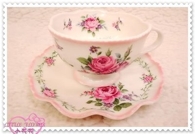 ♥小花花日本精品♥Hello Kitty日本帶回 玫瑰花造型陶瓷 咖啡杯 下午茶 杯盤組碟+杯
