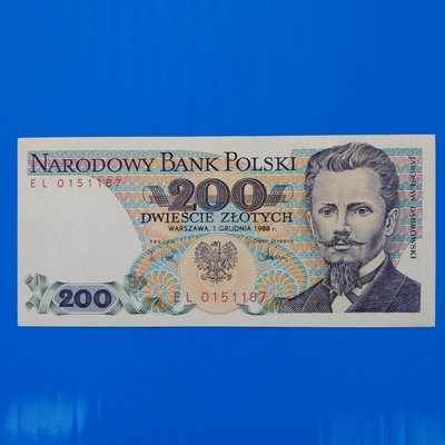 【大三元】歐洲紙鈔-POLAND波蘭紙鈔1988年  200    1張~全新未使用