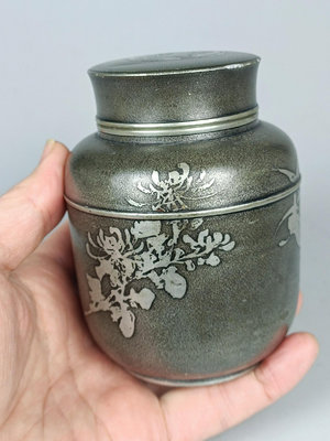 日本本村制印錫罐茶葉罐大正時代茶筒茶倉中古茶具回流老物件