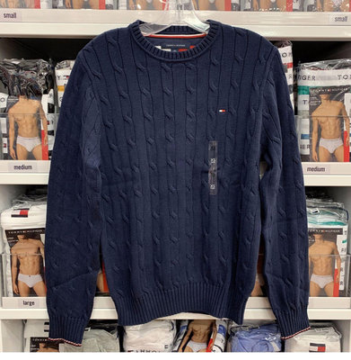 熱銷#Tommy Hilfiger湯米男裝加厚圓領毛衣麻花針織衫