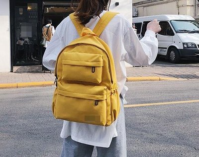 FINDSENSE X 韓國 女款 流行時尚 簡約素面 帆布包包 學生書包 後背包 雙肩背包