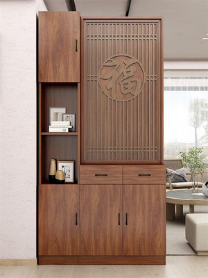 新中式客廳隔斷柜簡約現代玄關柜入戶置物柜進門裝飾實木創意鞋柜多多雜貨鋪