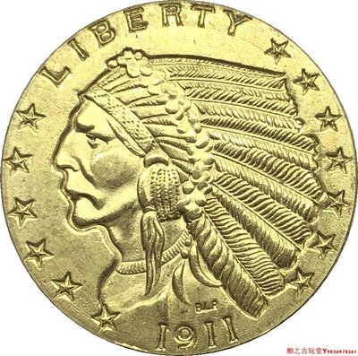 外國美國印度頭像2.5美金2 1/2 美元1911金幣黃銅原光銀元銀幣