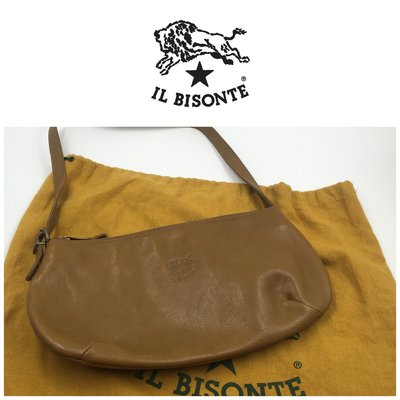 【皮老闆二店】樂1684 二手真品 IL BISONTE 手提包 全皮革 晚宴包 C3