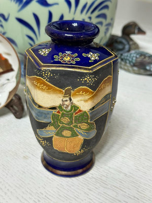 日本回流 大正時期 老薩摩燒名家 仙山作 花瓶