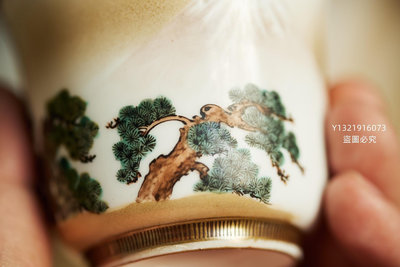 日本 老九谷 林屋造 薄胎細路手繪 中古咖啡杯-【天官賜福】