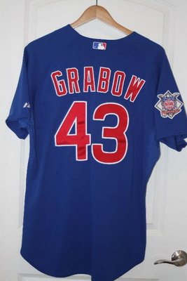 MLB CHICAGO CUBS #43 GRABOW GAME USED BLUE JERSEY SIZE:48