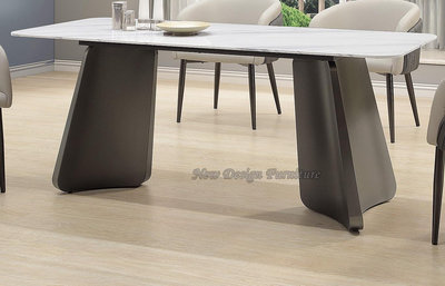 【N D Furniture】台南在地家具-RDF造型電鍍灰鋼色不鏽鋼腳座180cm通體岩板餐桌YH
