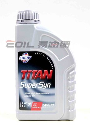 【易油網】【缺貨】FUCHS 5W30 TITAN SUPER SYN 5W-30 合成機油 高效能 節能 柴油車
