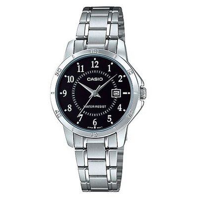 CASIO WATCH 卡西歐上班族簡約數字白面單日期石英鋼帶淑女腕錶 型號：LTP-V004D-1B【神梭鐘錶】