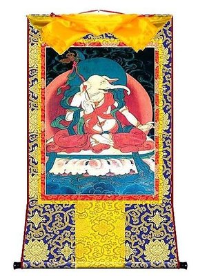 [RELI-A00321] 藏傳佛教 西藏唐卡  象鼻天財神