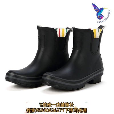特賣-雨鞋英國Evercreatures雨鞋女雨靴成人水靴防滑水鞋黑色低幫橡膠雨鞋防水鞋