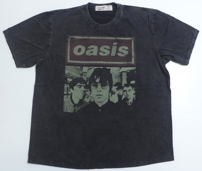 【Mr.17】OASIS 綠洲樂團 水洗黑石洗刷舊做舊復古搖滾短袖T恤 寬版 T-SHIRT(JE001)