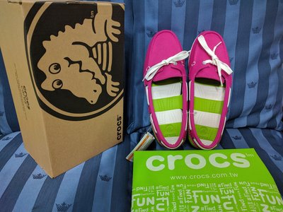 『BAN'S SHOP』Crocs 卡駱馳專櫃正品 休閒鞋 帆船鞋  粉紅色  全新  US 7