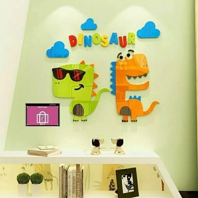 可愛恐龍 3D立體壓克力壁貼 學校 幼兒園佈置 室內設計 裝潢裝飾