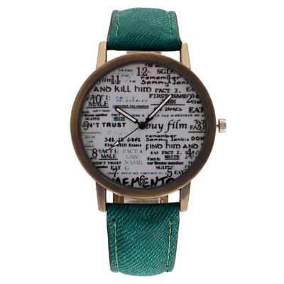 手錶熱賣爆款外貿時尚數字牛仔皮帶男士手表男表彩色表帶加工