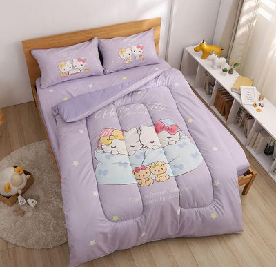 7-11 Hello Kitty50週年寢具 Kitty石墨烯被 床包三件組 石墨烯中枕 紫色寧靜之夜款