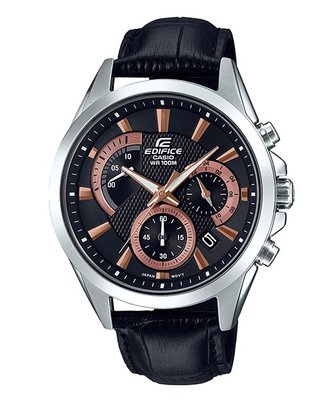 【金台鐘錶】CASIO卡西歐 EDIFICE 賽車錶 防水100米 計時碼錶 皮革材質錶帶 EFV-580L-1A