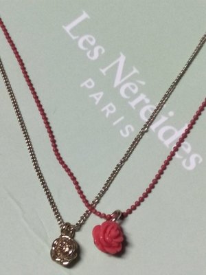 【巴黎妙樣兒】法國Les Nereides 手繪珠寶銀紅雙鍊紅色冬日玫瑰項鍊