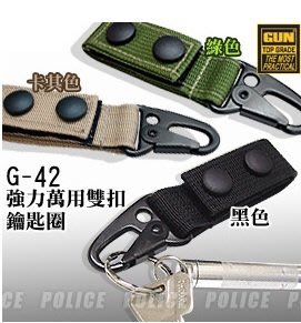 【LED Lifeway】GUN (限量特價) 強力萬用雙扣鑰匙圈 (軍綠/卡其/黑色) #G-42