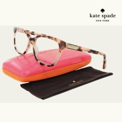 KATE SPADE ► ( 裸粉色調琥珀紋×金屬銀色LOGO ) 貓眼方框框型 眼鏡 光學鏡框 中性款｜100%全新正品｜特價!