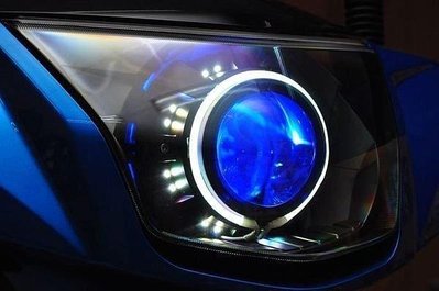 YAMAHA GTR AERO RS 遠近魚眼HID大燈模組改裝 LED內外光圈 天使眼 惡魔眼 燻黑飾圈 H1 40W