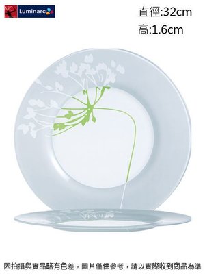 法國樂美雅 綠色彩繪餐盤~連文餐飲家  平盤 腰子盤 湯盤 碟 皿 強化玻璃瓷 ACD0375