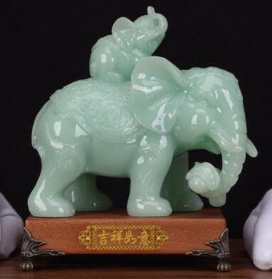日式 玉 大象動物吉祥如意 吉如意象 招財開運辦公室客廳裝飾品室內裝潢品擺件擺設品