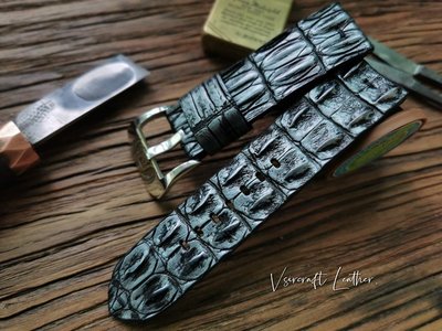 純手工訂製銀黑特效鱷魚皮適用沛納海勞力士萬國頭尾大骨錶帶配件