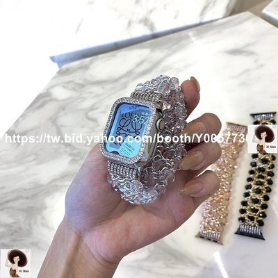 蘋果錶帶 保護殼奢華水鑽替換手鍊 適用於蘋果 Apple Watch 6 手錶錶帶SE54321代 珠子-Xi Man手機鐘錶配件