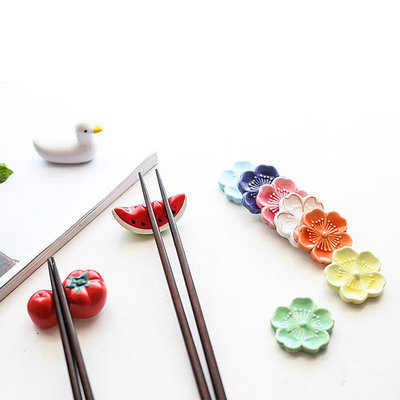 筷子架陶瓷卡通創意筷枕筷托日式和風梅花櫻花餐具新奇特廠家