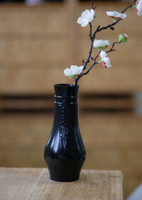 日本高岡銅器，銅花瓶，勺立，銅花器，大名家藤井宗喜的作品，帶