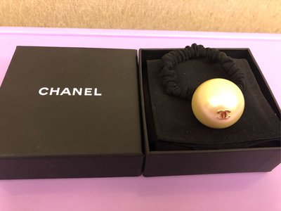 全新Chanel大珍珠logo黑色髮圈100%正品