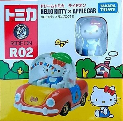 海神坊=日本原裝空運 TAKARA TOMY 多美小汽車 HELLO KITTY 凱蒂凱 R02 紅色蘋果車 合金模型車