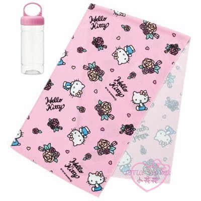 ♥小花花日本精品♥HelloKitty粉色愛心設計涼感長巾毛巾附手提收納罐~3