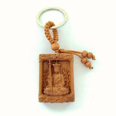 地藏王菩薩 桃木鑰匙圈立體汽車鑰匙圈 鑰匙扣 包包吊飾