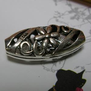 琥珀貓~【925純銀材料配件】造型圓珠~N9729~鏤空蔓藤六瓣花~一個