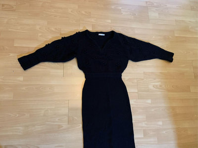 MOUSSY黑色 長洋裝 時尚洋裝 保暖 針織厚磅毛衣洋裝 只穿1次 S號/1號（近新台北現貨）