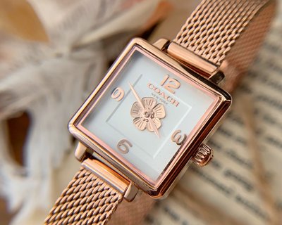 【熱賣精選】COACH CASS系列 網緻錶帶 石英方框手錶 女錶