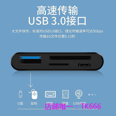 讀卡器INHO Type-c讀卡器usb3.0高速多功能合一大sd內存卡轉換tf安卓適用手機Macbook Pro平板電