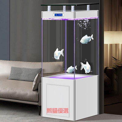 精品新款底濾超白玻璃客廳中大型龍魚缸家用立式靠墻免換水水族箱