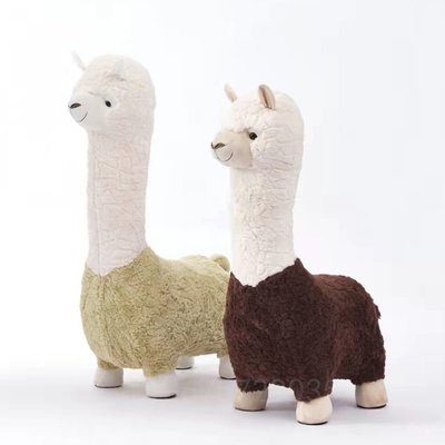 現貨熱銷-創意羊駝凳子動物凳公仔毛絨兒童可玩偶草泥馬客廳擺件法斗