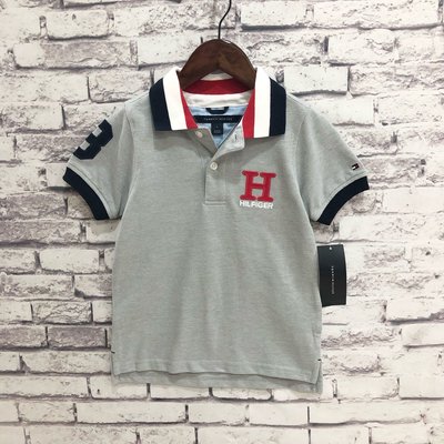 Maple麋鹿小舖 美國購買 童裝品牌 TOMMY HILFIGER 男童灰色短袖POLO衫 ＊ ( 現貨4號 )