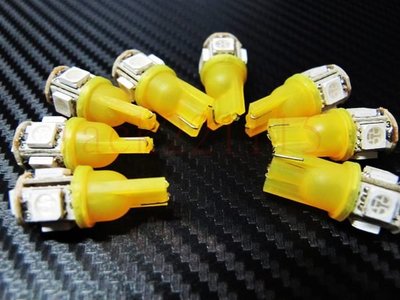 『超特價商品』T10 5晶SMD LED方向燈 5050 燈炮 LED小燈 炸彈燈泡 黃色 (1210 3528)