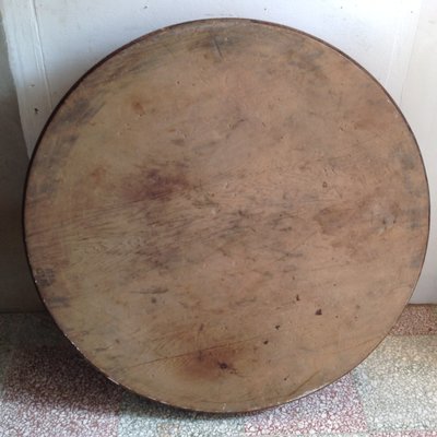 【123木頭人】黃檜圓桌板，單塊板---01