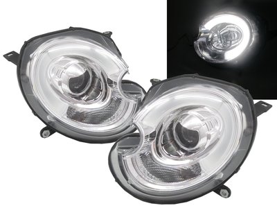 卡嗶車燈 MINI R55 R56 R57 R58 R59 06-11 LED導光條魚眼 大燈 電鍍