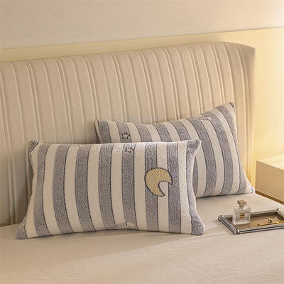 床包新款雪花絨系列單枕套 48cmX74cm枕巾一對裝家用枕頭巾單人