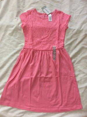 美國品牌 carter’s 夏季童裝/女童芭比粉紅/粉桃紅 純棉蕾絲洋裝 6X 氣質小公主
